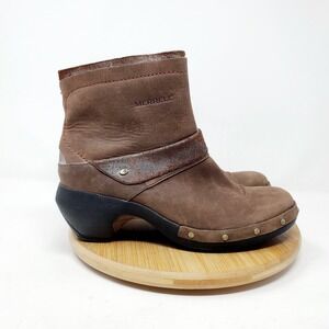 Merrell Boot Women 6.5 Luxe Mid Bitter Chocolate Brown Leather Studded Clog Shoe